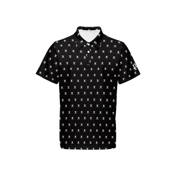 PARRGH GOLF  skull pattern_Men’s Classic Fit Short-Sleeve Polo Shirt-Heavyweight 225g