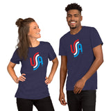 Retro_Red White & Blue USA_Short-Sleeve Unisex T-Shirt