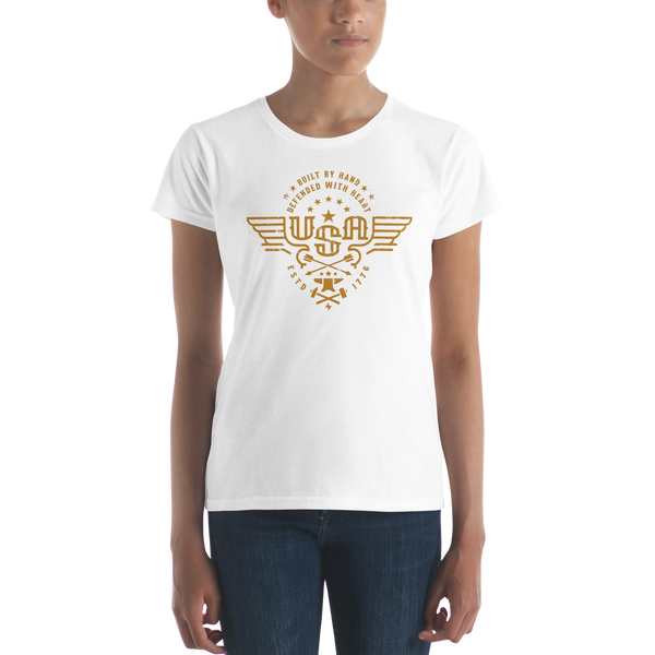 USA_Built by Hand_Defended with Heart_Women's short sleeve t-shirt