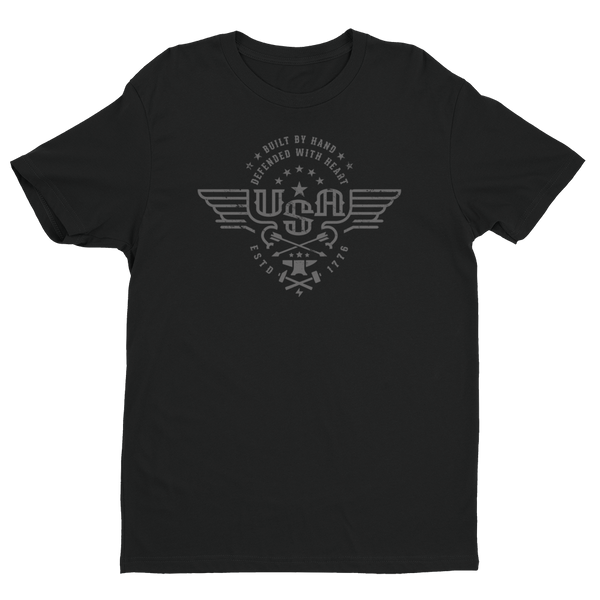 USA_Built by Hand_Defended with Heart_Short Sleeve T-shirt