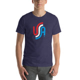 Retro_Red White & Blue USA_Short-Sleeve Unisex T-Shirt